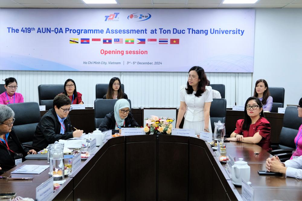 Dr. Dong Si Thien Chau, Vice President of TDTU, delivering a speech at the opening ceremony