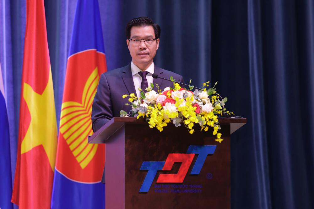 Dr. Tran Trong Dao, President of TDTU, delivering the opening speech at the Conference