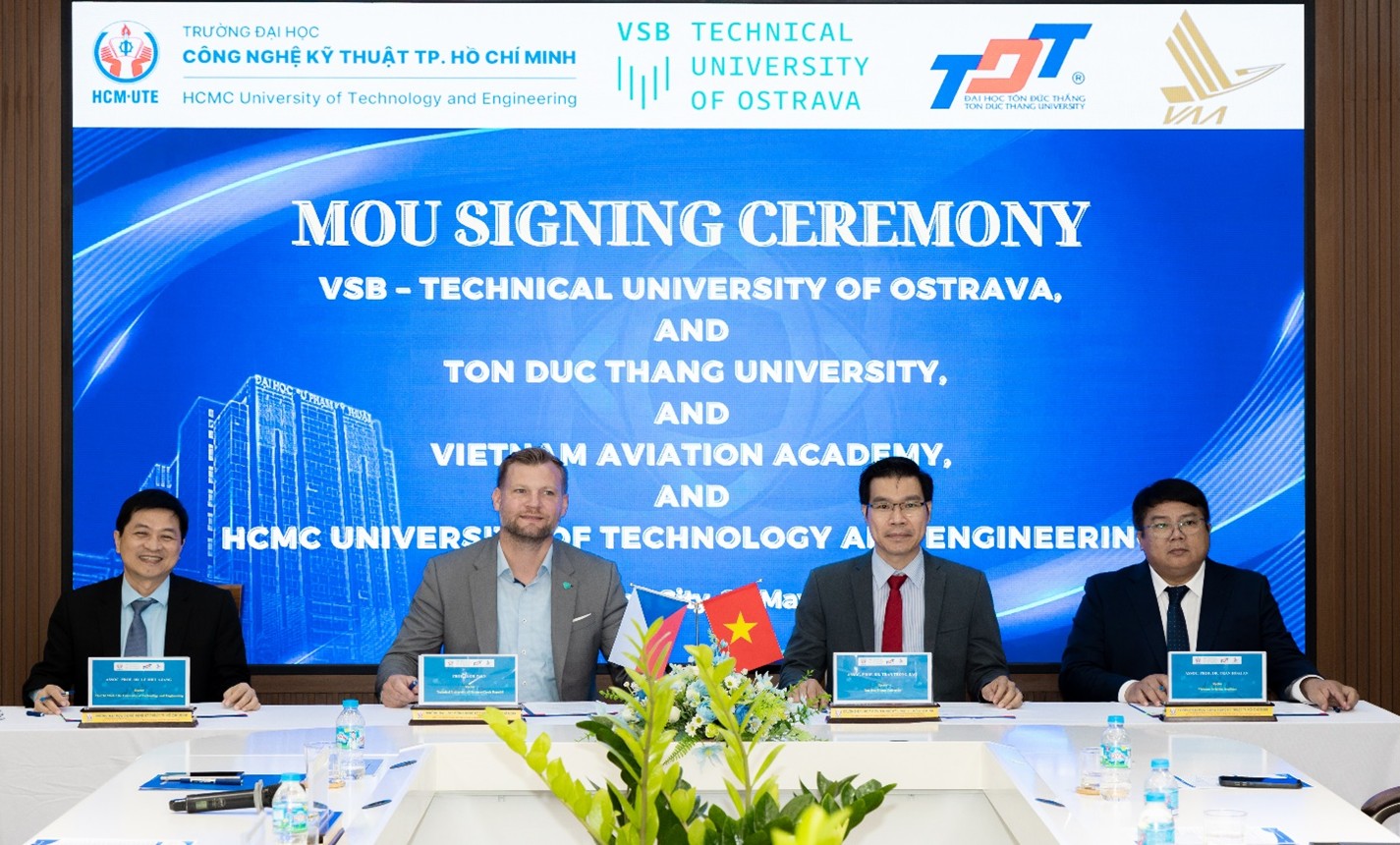 Ký kết thỏa thuận hợp tác giữa Trường Đại học Tôn Đức Thắng, Trường Đại học Công nghệ Kỹ thuật TP. Hồ Chí Minh, Học viện Hàng không Việt Nam và Đại học Kỹ thuật Ostrava (Cộng hòa Czech).