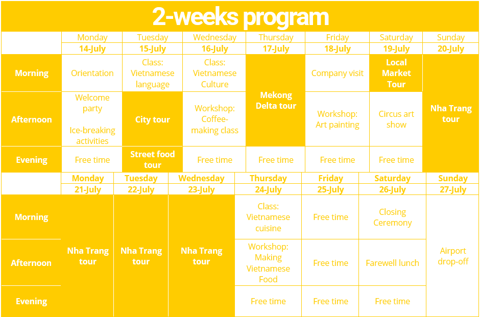 2 weeks program